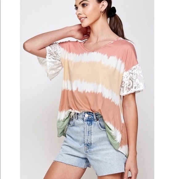 New! Soft Pretty Tie Dye with Lace sleeves - Picture 3 of 3